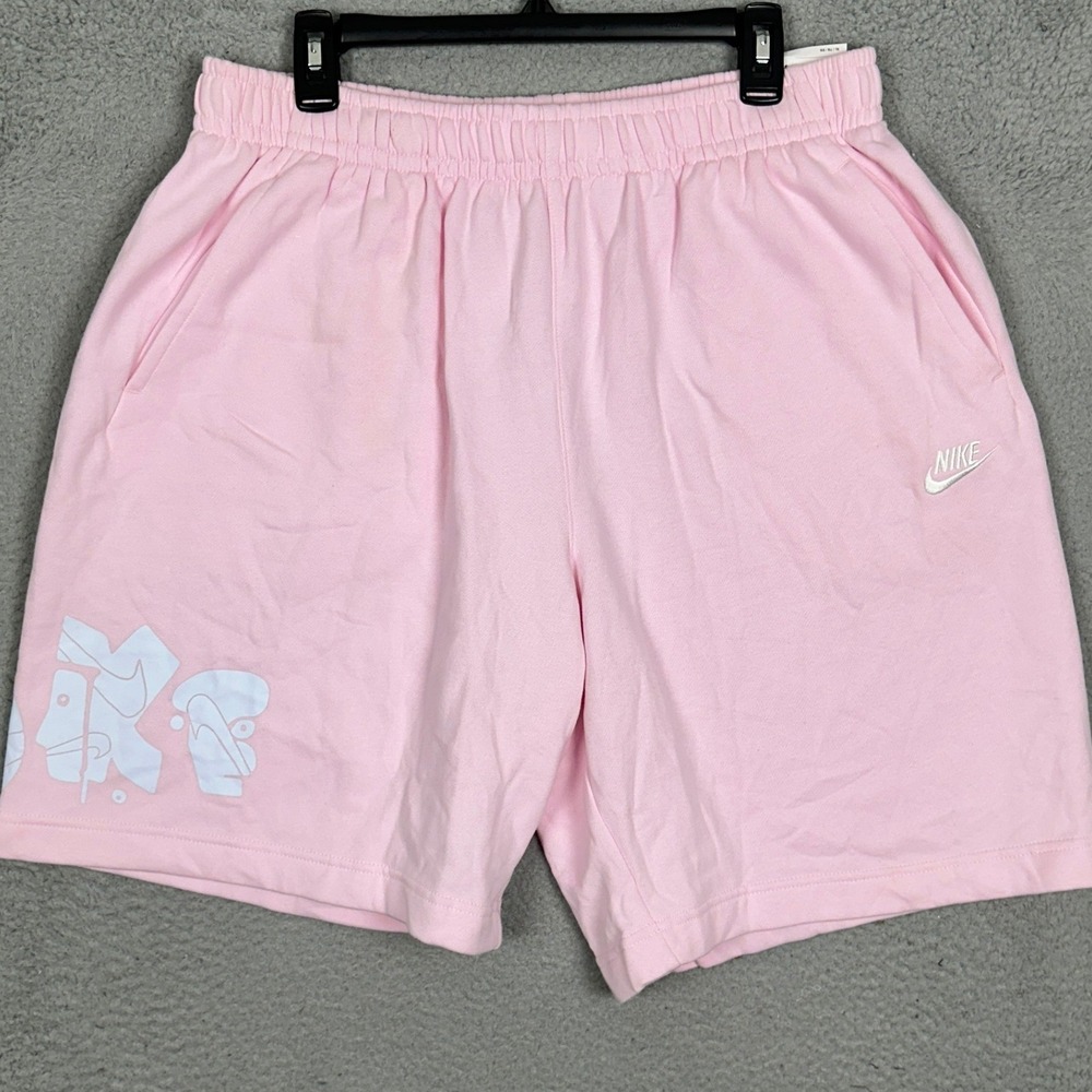 NEW Nike Sportswear Shorts Mens XL Pink Abstract Graphic Logo Sweat Activewear